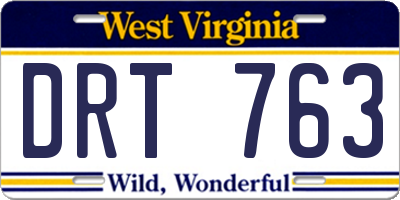 WV license plate DRT763