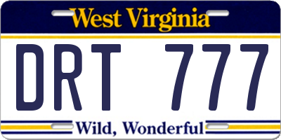 WV license plate DRT777