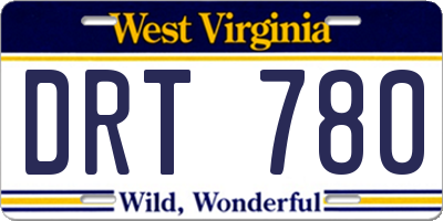 WV license plate DRT780