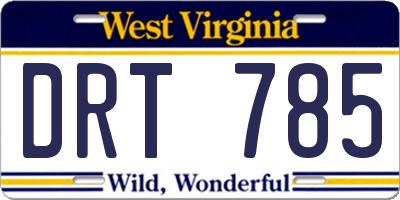 WV license plate DRT785