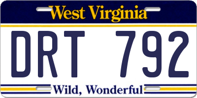 WV license plate DRT792