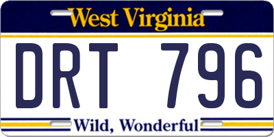 WV license plate DRT796
