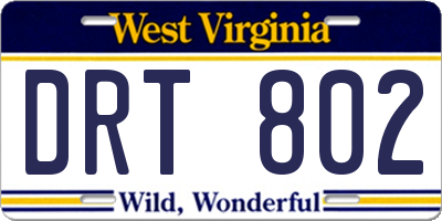 WV license plate DRT802