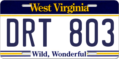 WV license plate DRT803