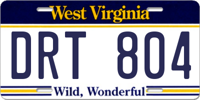 WV license plate DRT804