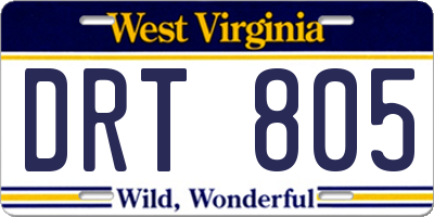 WV license plate DRT805