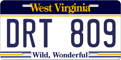 WV license plate DRT809