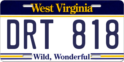 WV license plate DRT818