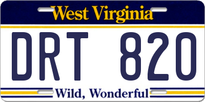 WV license plate DRT820