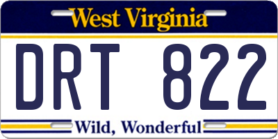 WV license plate DRT822