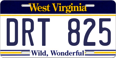 WV license plate DRT825