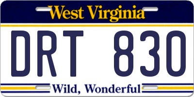 WV license plate DRT830