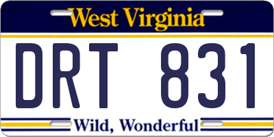 WV license plate DRT831