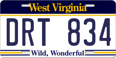 WV license plate DRT834