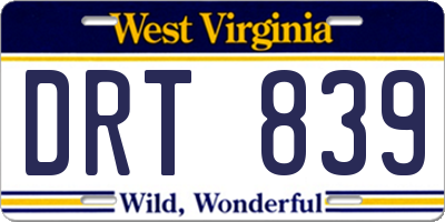 WV license plate DRT839