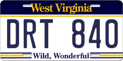 WV license plate DRT840