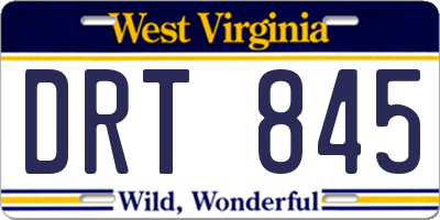 WV license plate DRT845