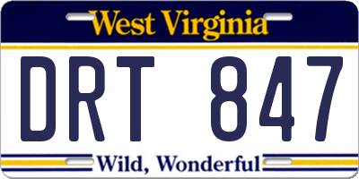 WV license plate DRT847