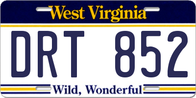 WV license plate DRT852