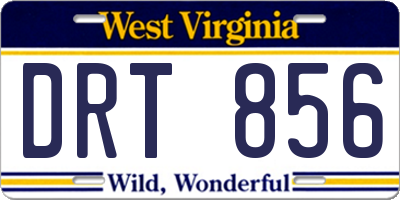 WV license plate DRT856