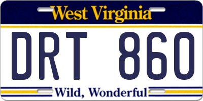 WV license plate DRT860