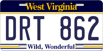 WV license plate DRT862