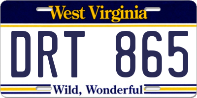 WV license plate DRT865