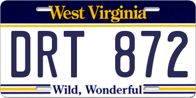 WV license plate DRT872