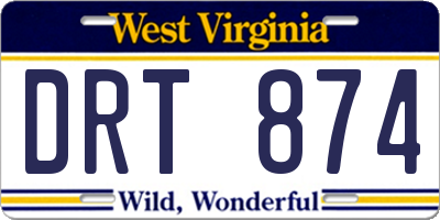 WV license plate DRT874