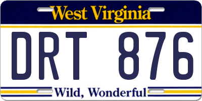 WV license plate DRT876