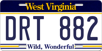 WV license plate DRT882