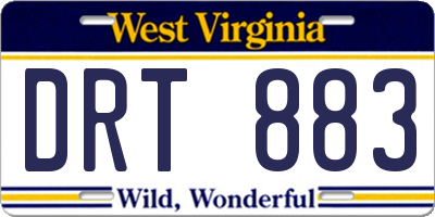 WV license plate DRT883