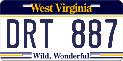 WV license plate DRT887