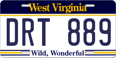 WV license plate DRT889