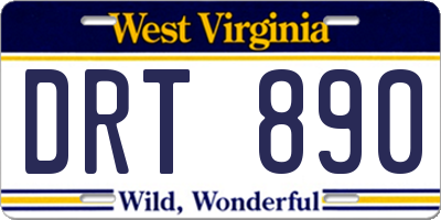 WV license plate DRT890