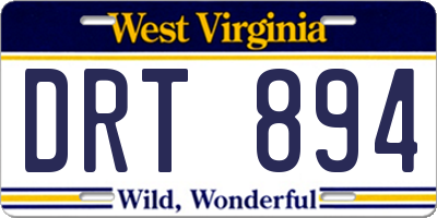 WV license plate DRT894