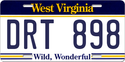 WV license plate DRT898