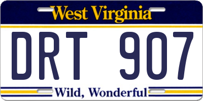 WV license plate DRT907
