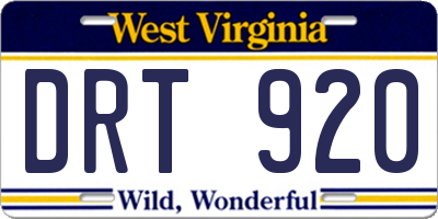 WV license plate DRT920