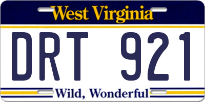 WV license plate DRT921