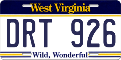 WV license plate DRT926