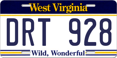 WV license plate DRT928