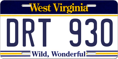 WV license plate DRT930