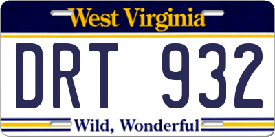 WV license plate DRT932
