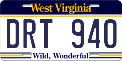 WV license plate DRT940