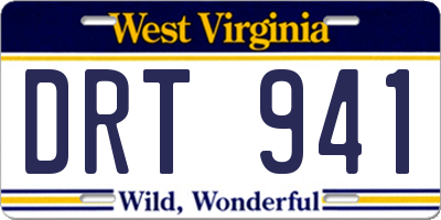 WV license plate DRT941