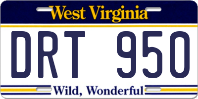 WV license plate DRT950