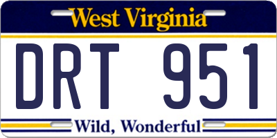 WV license plate DRT951