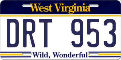 WV license plate DRT953