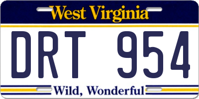 WV license plate DRT954